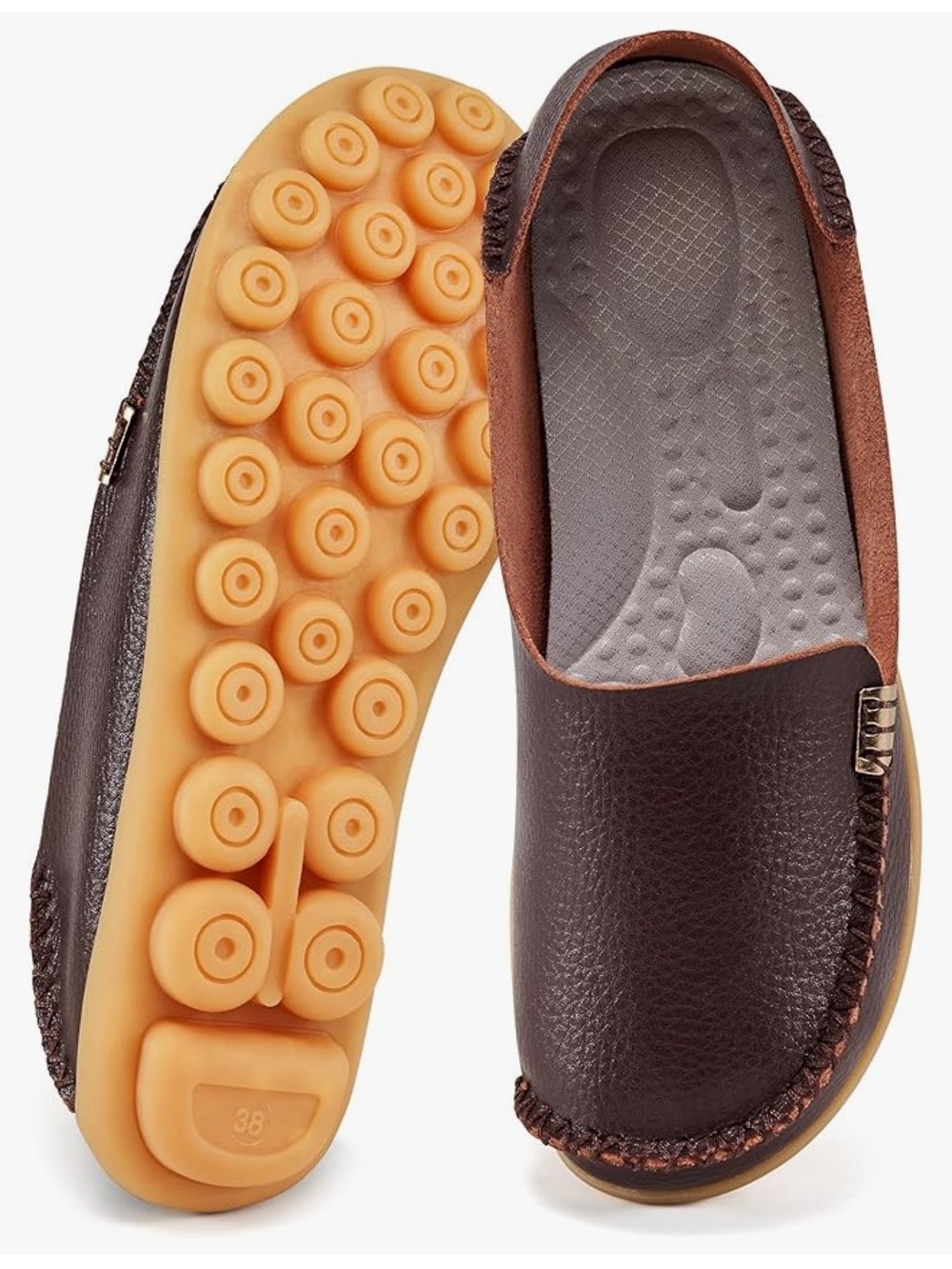 Womens Casual Brown Slip-On Driving Moccasins